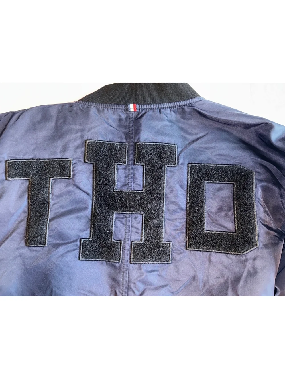 Tommy Hilfiger Crest Patch Relaxed Satin Bomber Jacket Navy XL